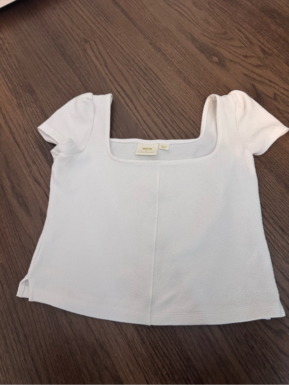 Maeve Square Neck White Short Sleeve Top